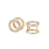 14K Gold Plated Double-Layer Sunflower Stud Earrings with AAAAA Zirconia - Everyday Luxury for Work & Play - JS1